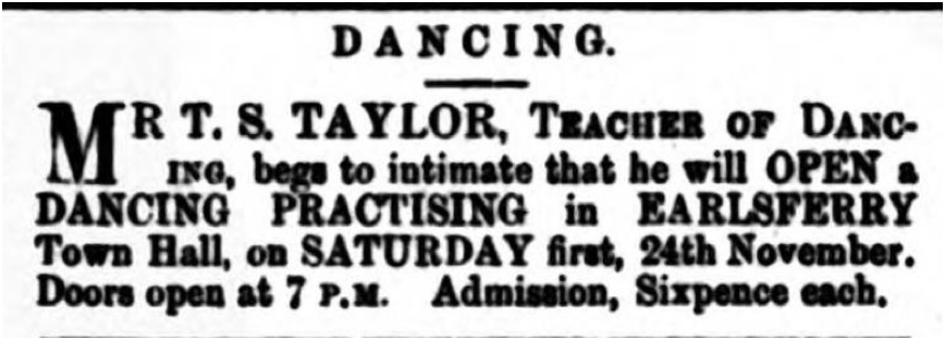 newspaper article, Dancing, East Fife Record 23-11-1883