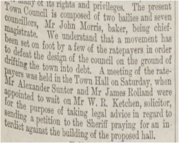 newspaper article, Proposed New Town Hall, Fife Herald 23-5-1872, part 3 of 3